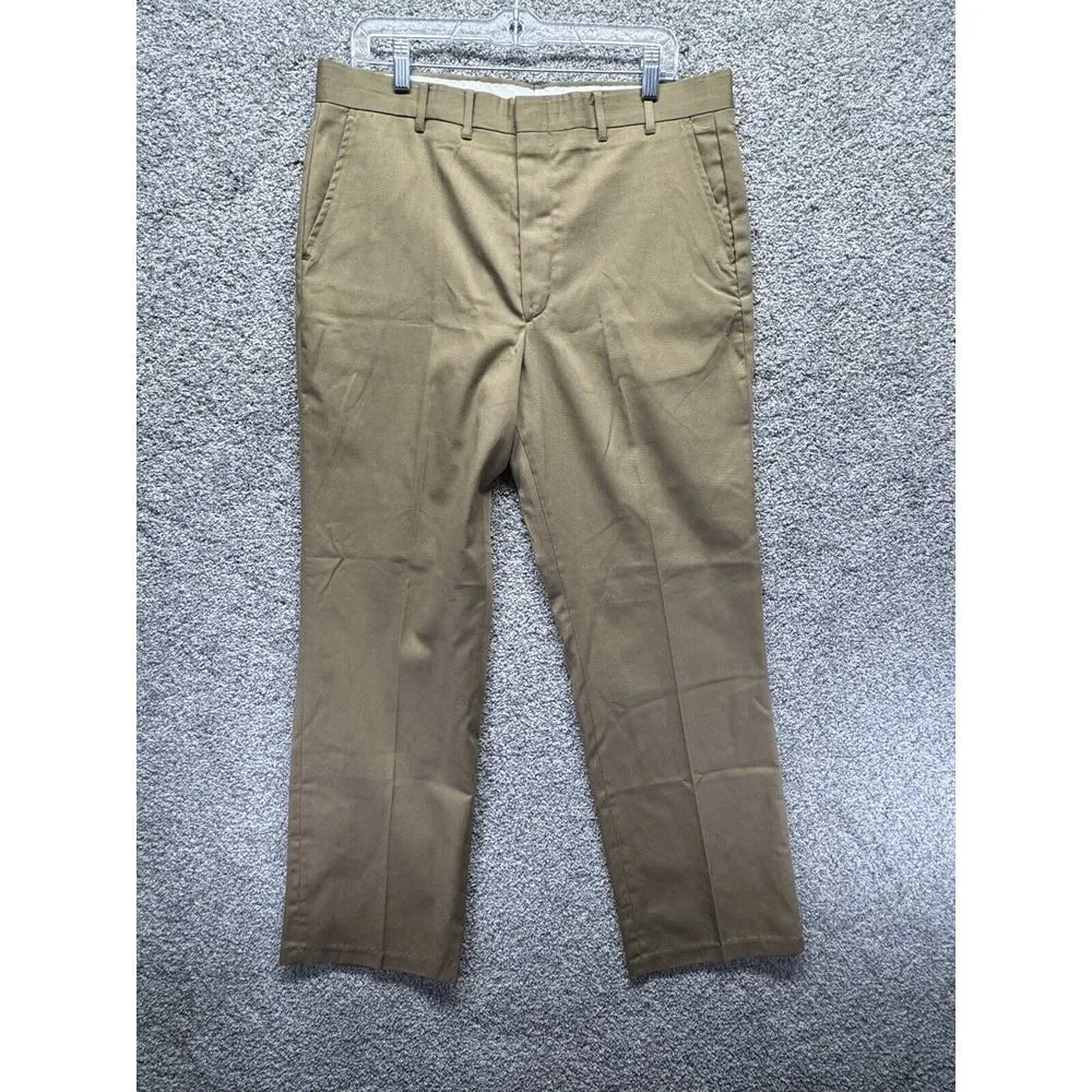 Vintage 70s Haband Tan/Brown Talon Zipper Trousers Dress Pants 36x32‎ USA Made